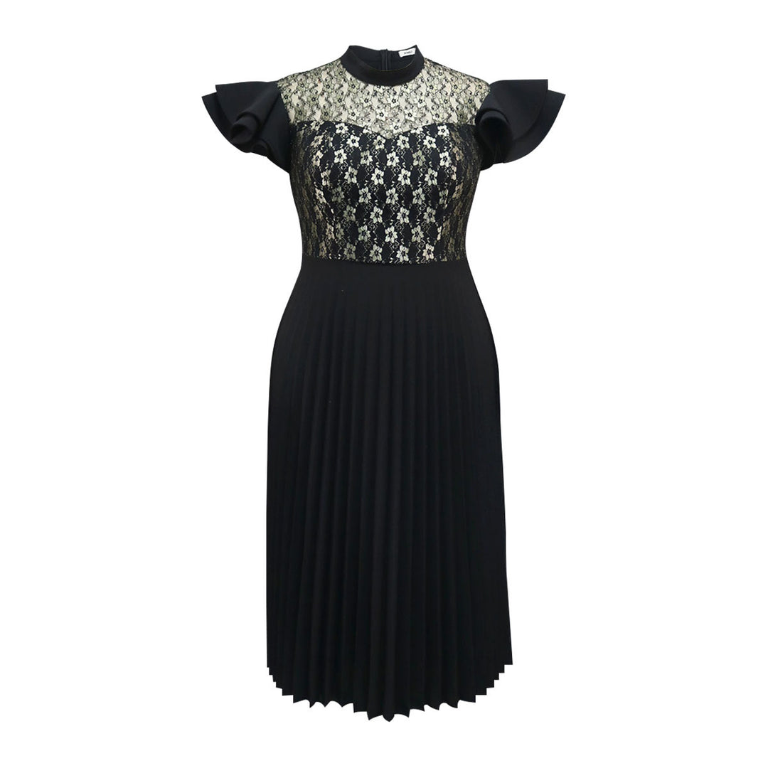 Damen Elegantes Plisseekleid mit floralem Spitzenoberteil R&B