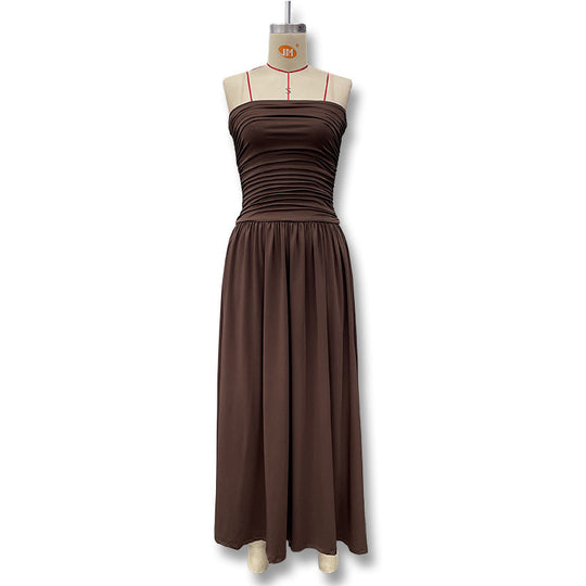 Damen Sommerliches Maxikleid mit schulterfreiem Design und eleganter Raffung R&B