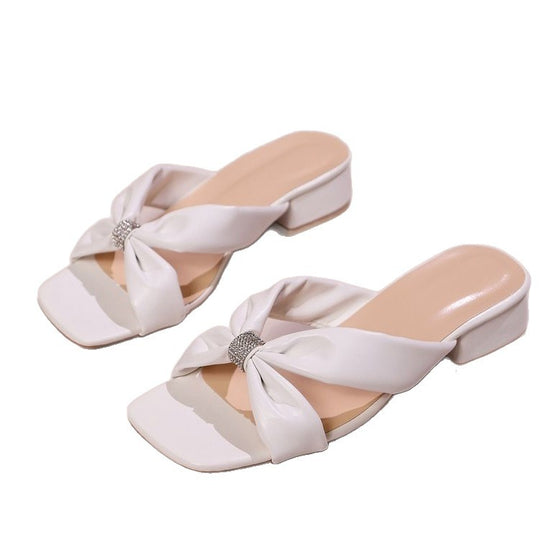 Damen modische Sandalen mit glamouröser Schleifenverzierung und Strass-Applikationen R&B