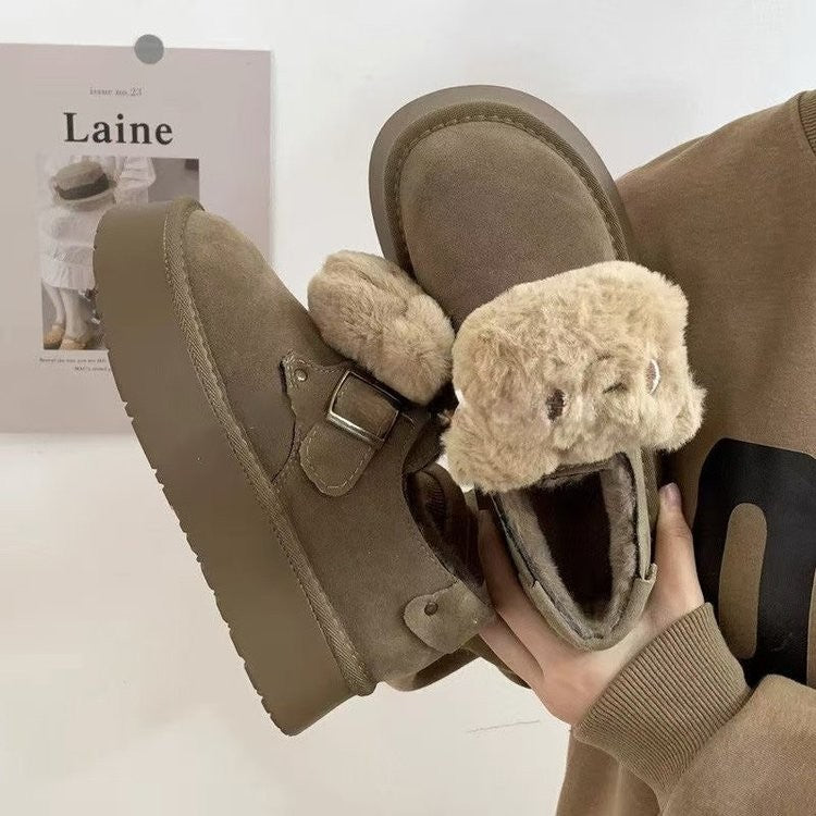 Damen Bequeme Clogs mit plüschiger Dekoration