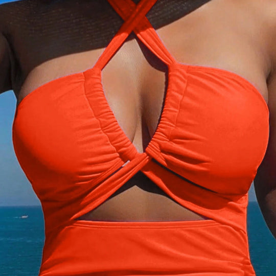 Damen Einteiler-Badeanzug mit stylischem Cross-Design R&B
