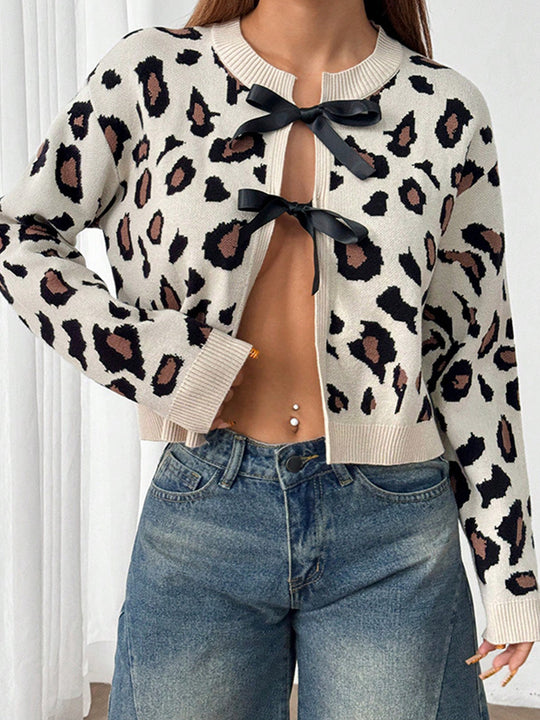 Damen Trendiger Cardigan mit verspielten Schleifen R&B