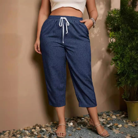 Damen Casual Freizeit-Hose mit elastischem Bund und praktischen Taschen R&B