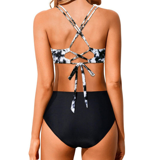 Damen Hochtailliertes Bikini-Set mit gerafftem Oberteil R&B