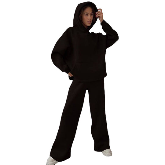 Damen lässiges und oversized Hoodie-Set mit weit geschnittenen Hosen R&B