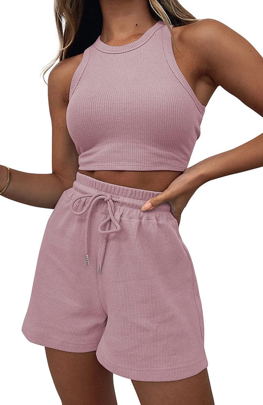 Damen hochwertiges Sport-Set mit Racerback-Top und Shorts R&B