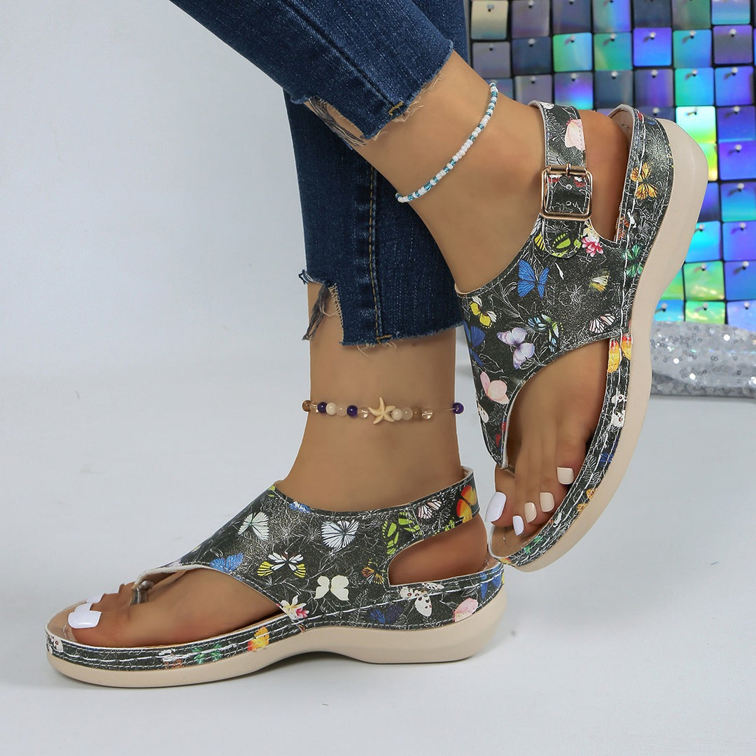 Damen Komfortable Sandalen mit floralen Details und verstellbarem Riemen R&B
