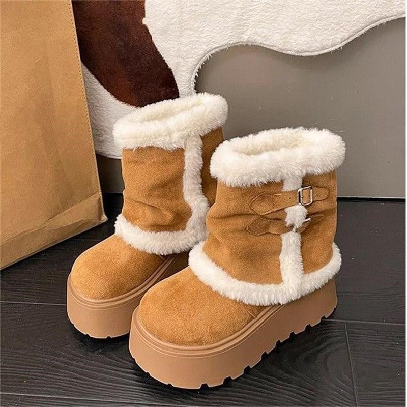 Damen Stiefeletten mit flauschigem Innenfutter und modischen Schnallendetails R&B