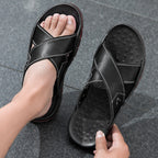 Herren Komfortable und modische Ledersandalen mit verstellbarem Riemensystem R&B
