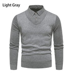 Herren V-Ausschnitt Pullover mit Hemdkragen