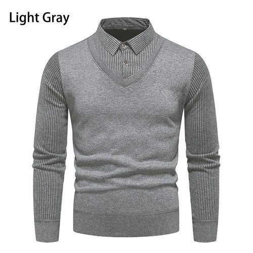 Herren V-Ausschnitt Pullover mit Hemdkragen R&B