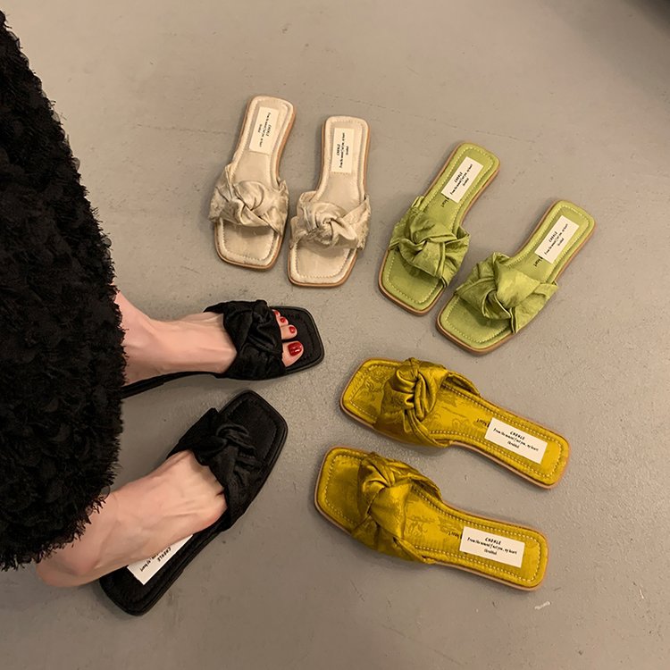 Damen modische Sandalen mit dekorativem Schleifenakzent und rutschfester Sohle R&B