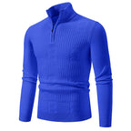 Herren hochwertiger Strickpullover mit modernem Zipper und strukturiertem Muster