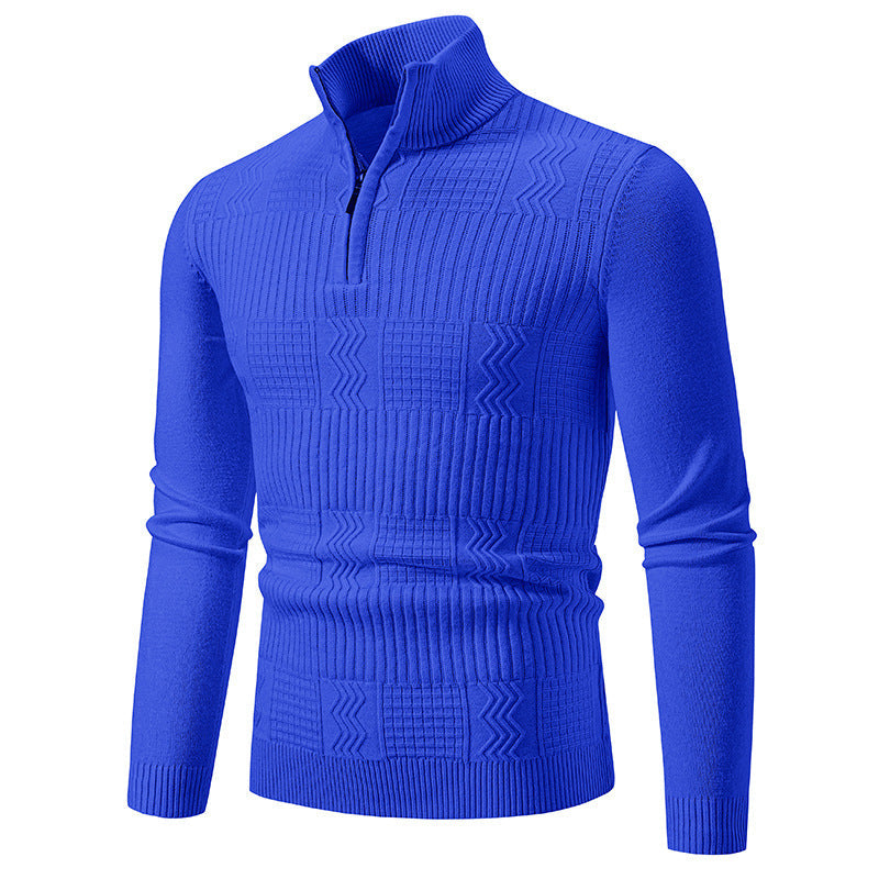 Herren hochwertiger Strickpullover mit modernem Zipper und strukturiertem Muster
