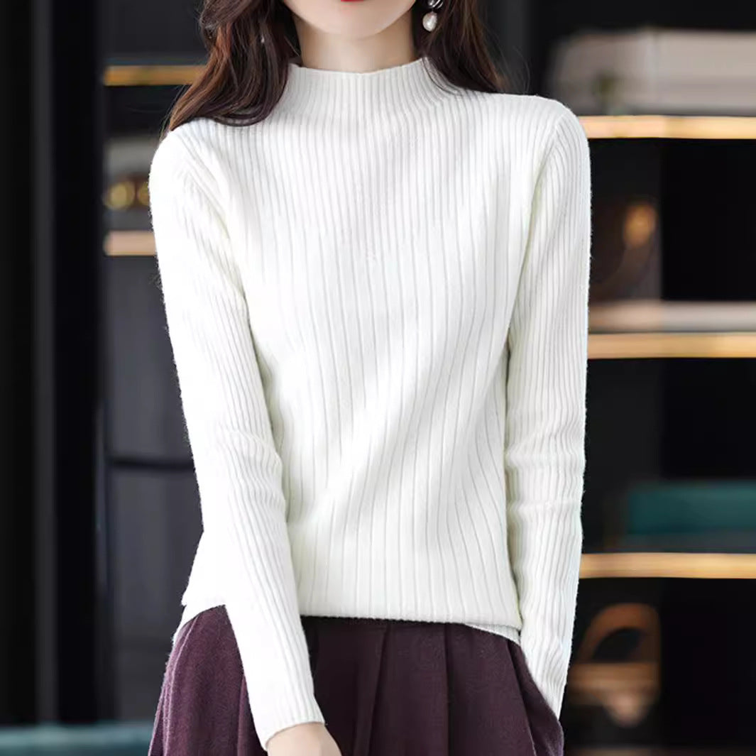 Damen eleganter Rollkragenpullover mit feiner Rippstruktur und modernem Design R&B