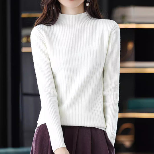 Damen eleganter Rollkragenpullover mit feiner Rippstruktur und modernem Design R&B