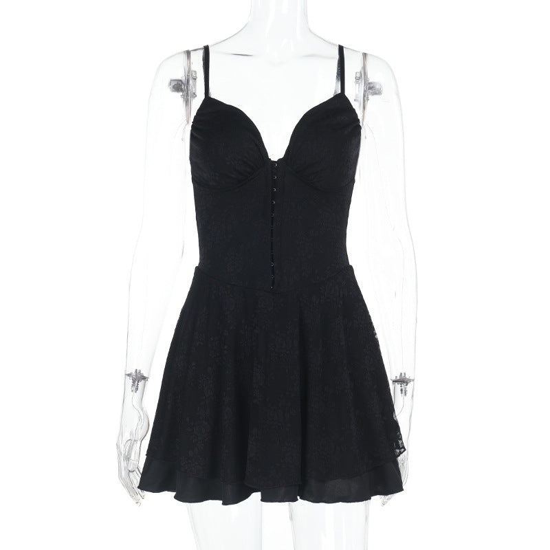 Damen ärmelloses Minikleid mit Spitzenapplikationen R&B