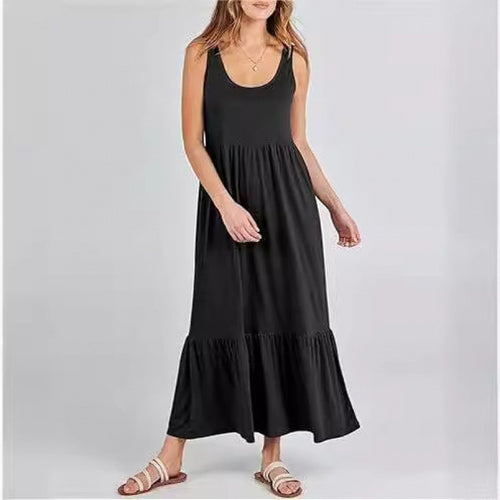 Damen Sommerliches Maxikleid mit praktischen Taschen und voluminösem Saum R&B