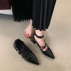 Damen elegante Slingback-Pumps mit geschmeidigem Lackfinish und verstellbarem Riemen R&B