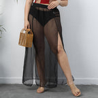 Damen transparenter Maxirock R&B