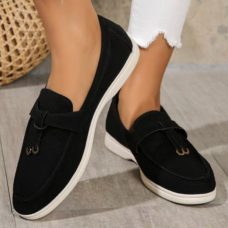 Damen Mokassins mit modischer Naht und stylischer Schnallenapplikation R&B