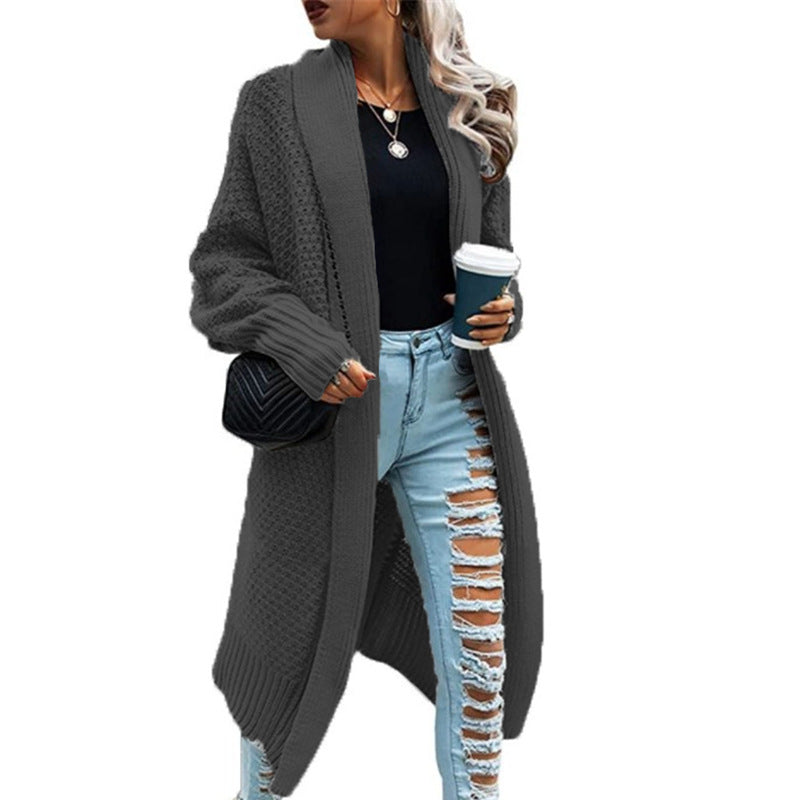 Damen Strickmantel im urbanen Look mit offenem Schnitt und strukturierter Textur