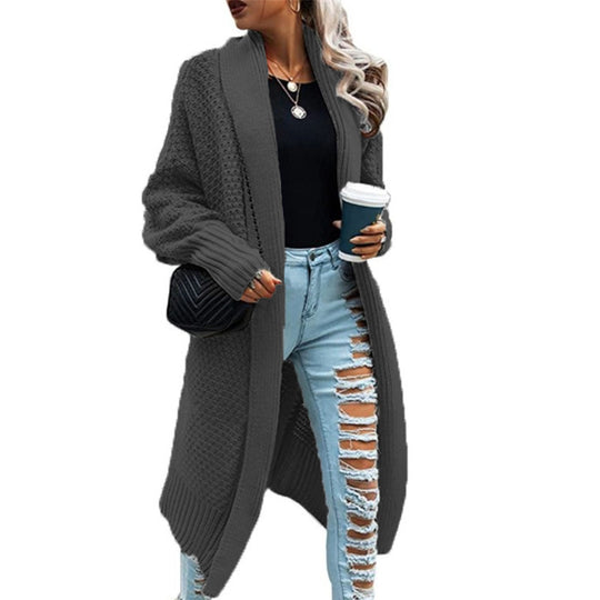 Damen Strickmantel im urbanen Look mit offenem Schnitt und strukturierter Textur R&B