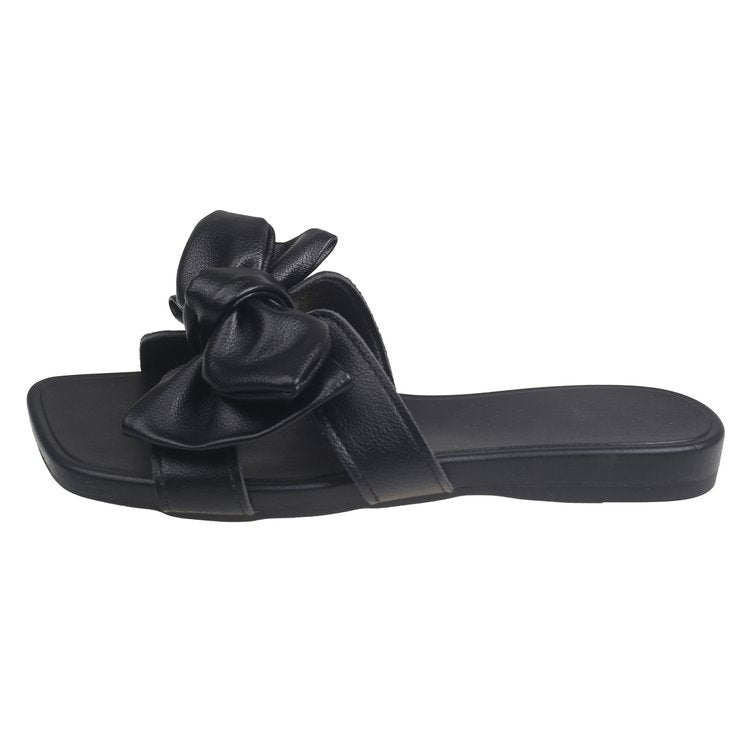 Damen bequeme Zehentrenner-Sandalen mit eleganter Schleifenapplikation R&B