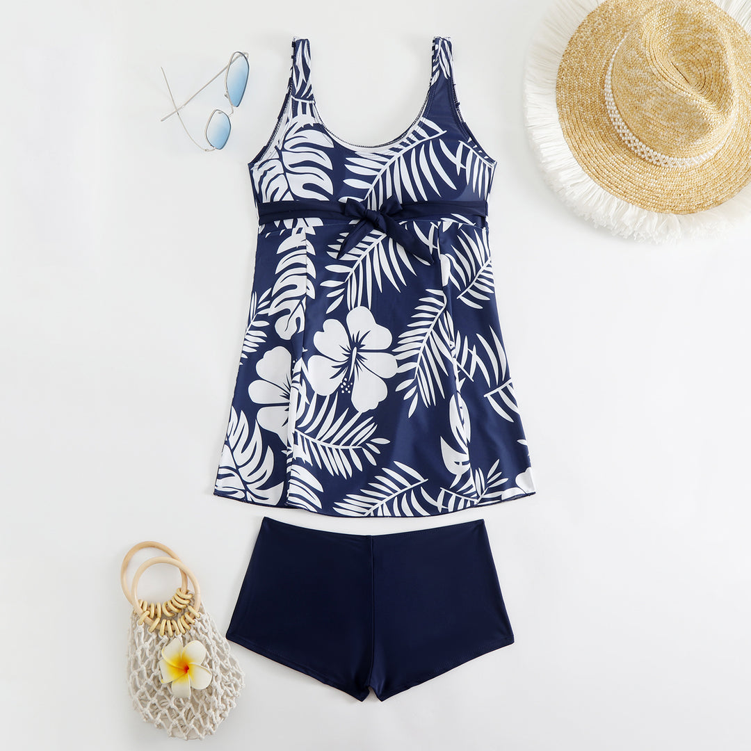 Damen nan Tankini-Set mit tailliertem Empire-Top und hochgeschnittener Badeshorts R&B