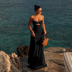 Damen Maxikleid mit schicker Schnittführung und raffiniertem Bauch-Detail R&B