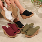 Damen Wedge-Pantoletten mit hochwertiger Korksohle und offenem Zehenbereich R&B