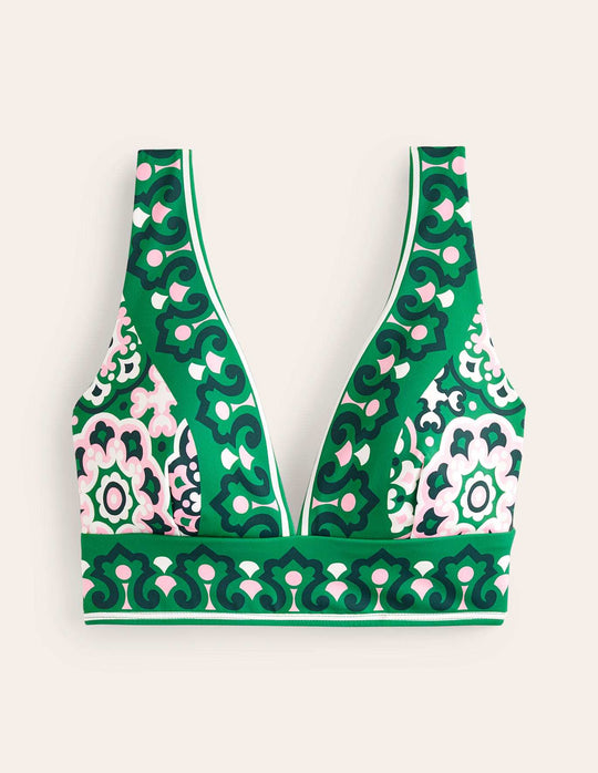 Damen Bikini-Oberteil mit tiefem V-Ausschnitt und floralem Muster R&B