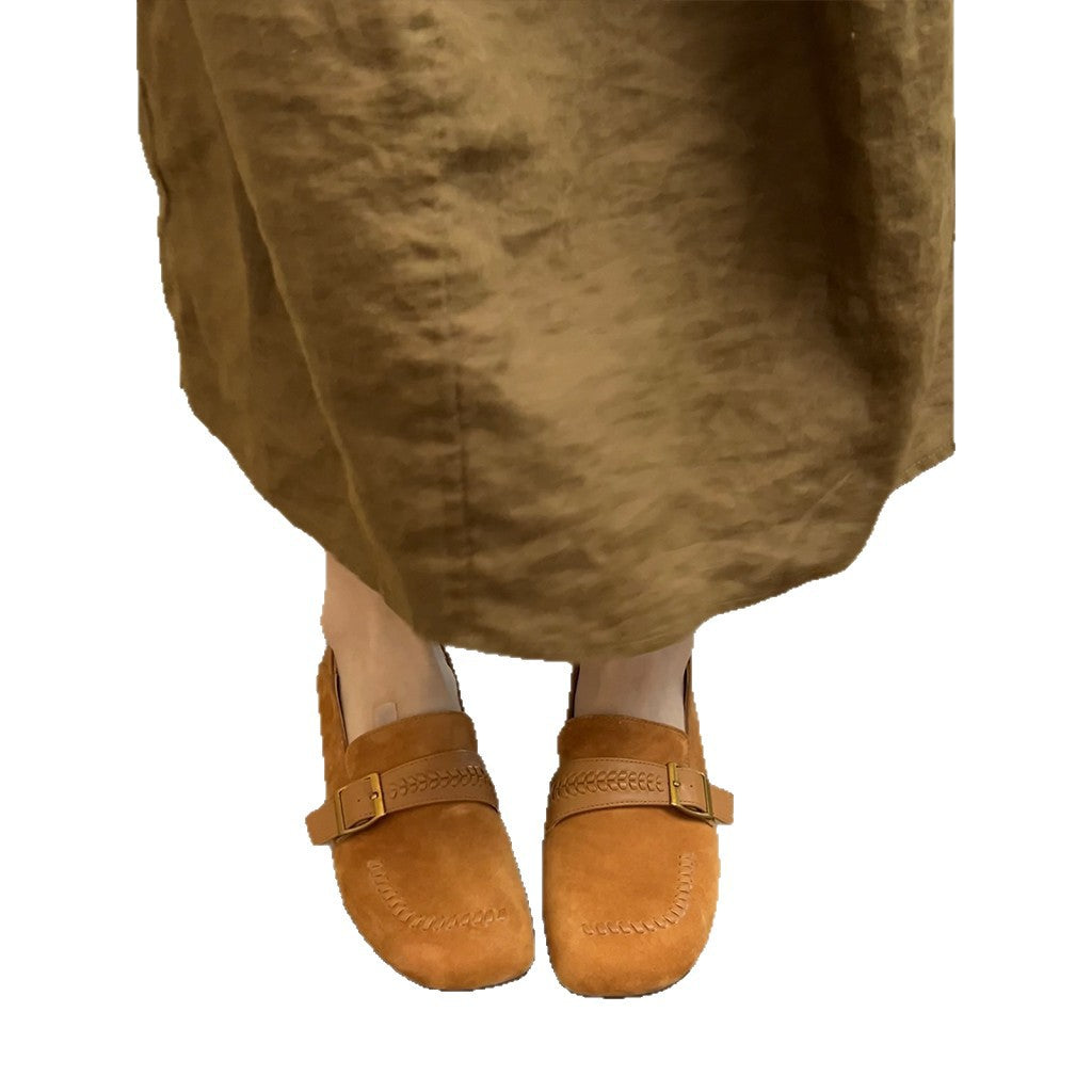 Damen Mokassins aus weichem Wildleder mit dekorativem Riemen R&B