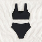 Damen Sport-Bikini mit hohem Bund und breiten Trägern