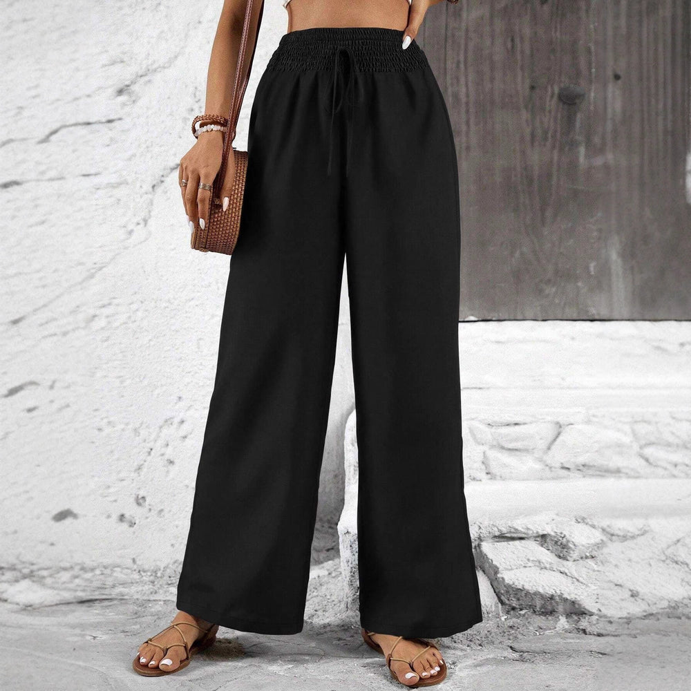 Damen weit geschnittene Sommerhose mit elastischem Bund und Kordelzug R&B