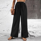 Damen weit geschnittene Sommerhose mit elastischem Bund und Kordelzug R&B