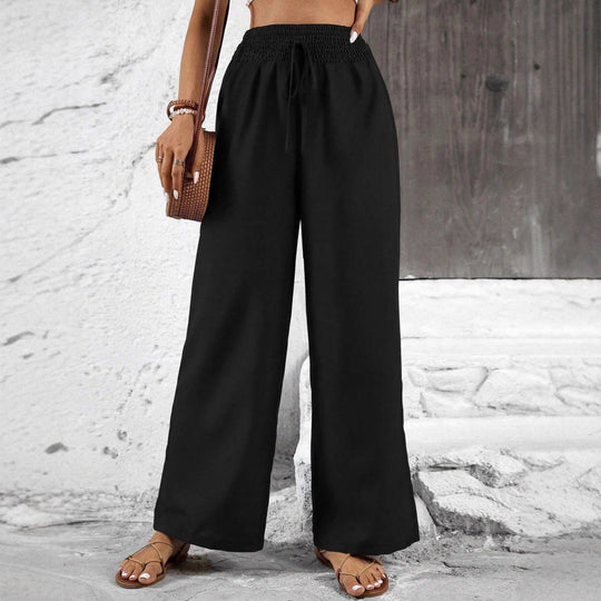 Damen weit geschnittene Sommerhose mit elastischem Bund und Kordelzug R&B