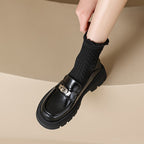 Damen Mokassins mit klobiger Sohle und eleganter Schnalle