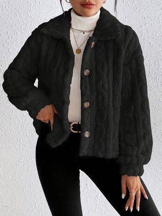 Damen Plüsch-Steppjacke mit hohem Kragen R&B