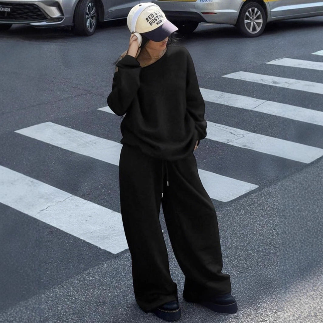 Damen lässiges Oversized Sweat- und Jogginganzug-Set mit seitlichen Taschen R&B