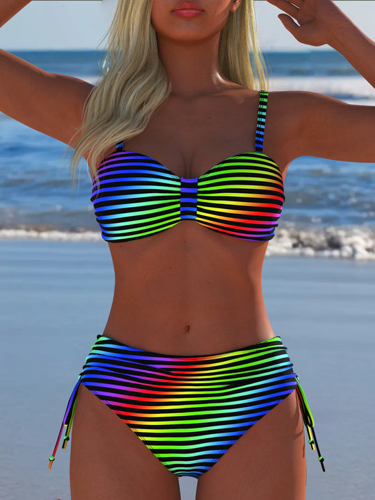 Damen Bikini-Set mit vielseitigem Rippendesign und komfortabler Höckerform R&B