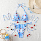 Damen Triangel-Bikini mit verspieltem Kirschmuster R&B