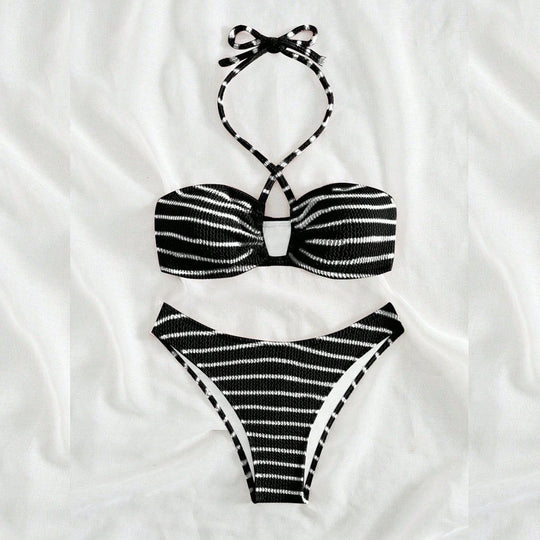 Damen Bandeau-Bikini mit verspieltem Schnitt und trendigen Bindebändern R&B