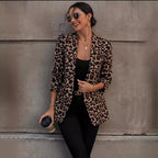 Damen modischer Blazer mit Leopardenmuster und taillierter Passform R&B