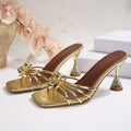Damen elegante Slingback-Pantoletten mit floralem Design und funkelndem Absatz R&B