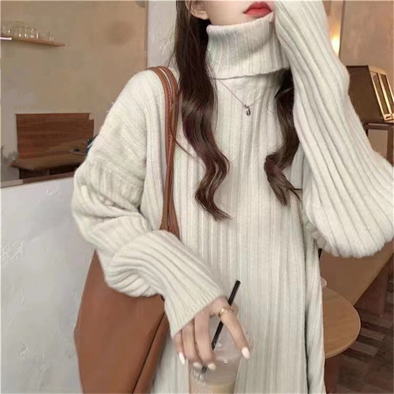 Damen Hochgeschlossenes Strickoberteil mit asymmetrischem Schnitt und feiner Rippstruktur R&B