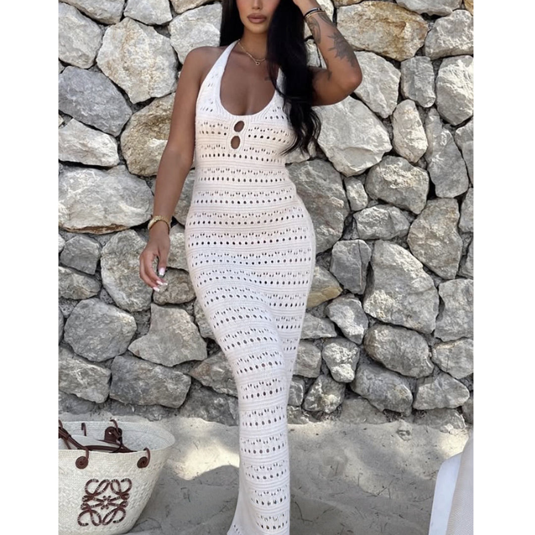 Damen Maxikleid mit einzigartigem Häkeldesign R&B