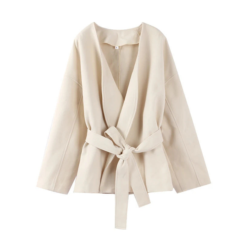 Damen Überwurfjacke mit Gürtel R&B