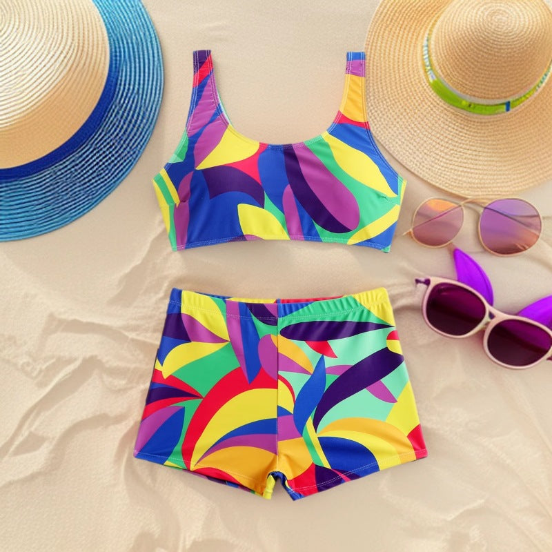 Damen Sportliches Bikini-Set mit farbenfrohen Grafiken R&B