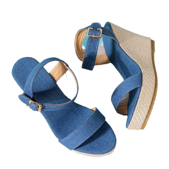 Damen Wedge-Sandalen mit dekorativem Riemendesign und raffiniertem Plateau R&B
